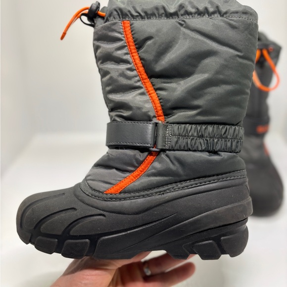 Sorel Kids Youth Size 3 Winter Snow Boots Gray Orange Waterproof Insulated - Picture 12 of 13